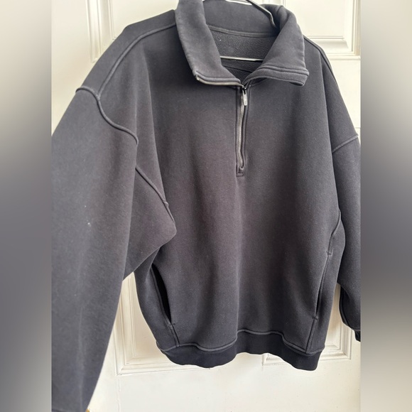 Lululemon Black Half-Zip Pullover Sweatshirt M/L oversized - Picture 6 of 7